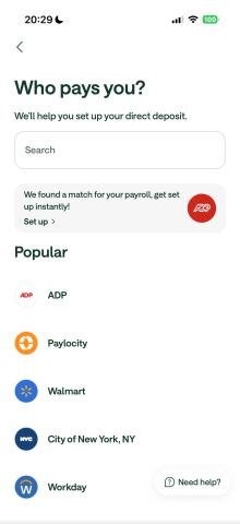 Direct deposit payroll provider search